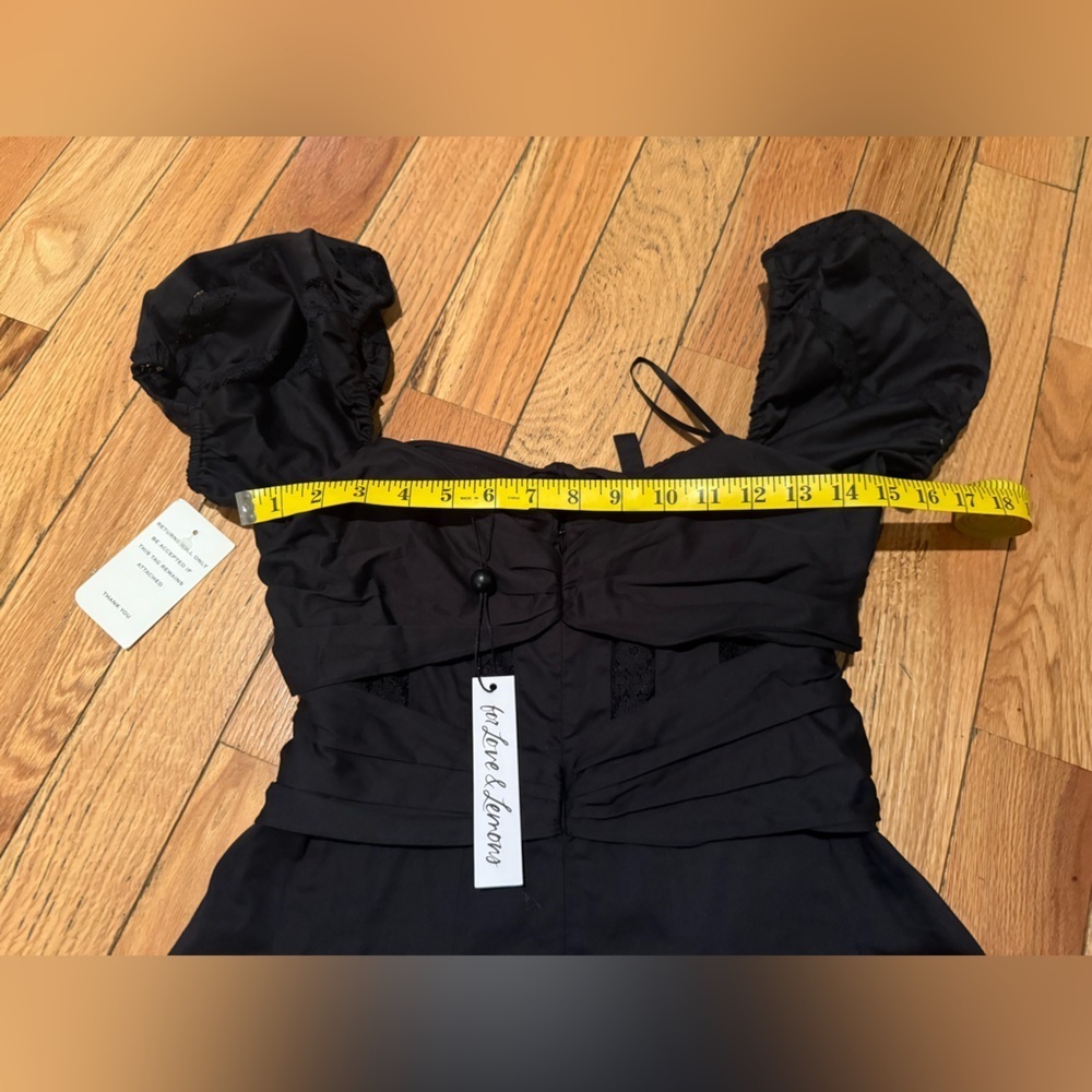 For Love & Lemons Short Sleeve Black Corset Mini Dress Women’s Size L Black NWT - Picture 14 of 16